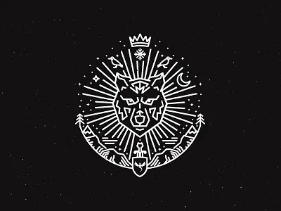 The White Wolf dragon game of thrones icons jon snow monoline night wolf