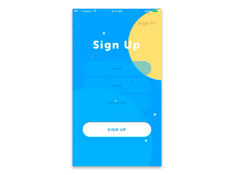 Daily UI #1 - Sign Up / Sign In (Animation Concept) animation blue challenge circles cyan in sign ui up yellow