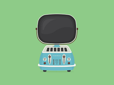 Toaster Vision appliance electronic illustration mid century television toaster vector