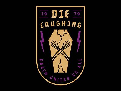 Die Laughing badge death epitaph skeleton vector