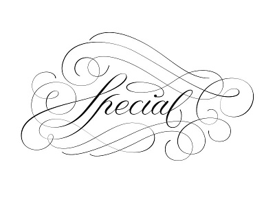 Special copperplate flourish lettering