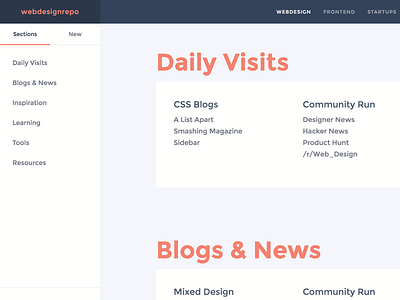 webdesignrepo V2.0 curation frontend webdesign