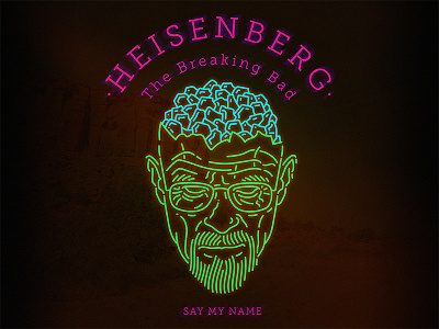 Heisenberg "The Breaking Bad" 80s heisenberg lineart neon poster the breaking bad vector