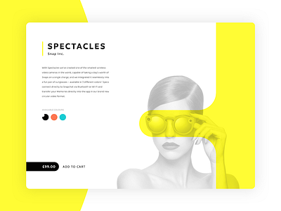 012 - E-commerce Shop 🛍 daily dailyui e commerce shopping snap snapchat spectacles sunglasses ui yellow