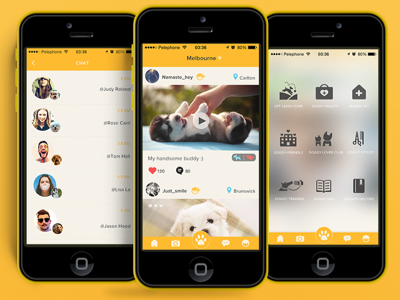 Doggy Hub App-UI design app chatting dog menu pet social ui