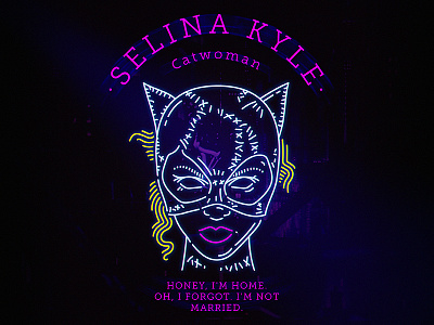 Silina Kyle "Catwoman 1992" batman catwoman comics dc lineart neon poster selina kyle vector