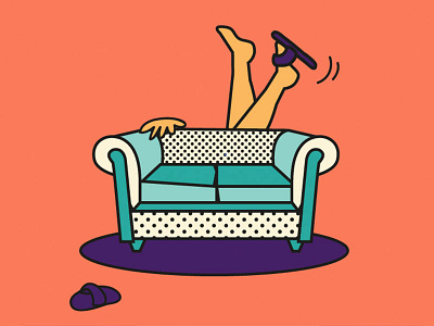 Falling behind the couch eesteren illustration manouk van vector