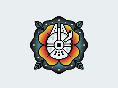 Millenium Flower falcon flower illustration millenium rose solo space star tattoo traditional wars