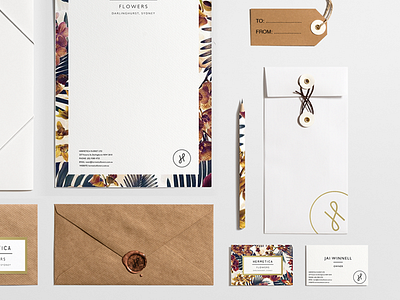 Hermetica letter head and stationary. branding business floral florist gold hermetica letterhead logo