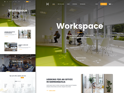 Web Design clean coworking design flat footer header layout ui ux web