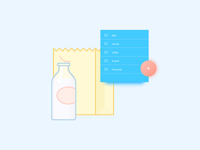 Shopping list Widget bag card colorful list milk paper pastel shopping ui widget