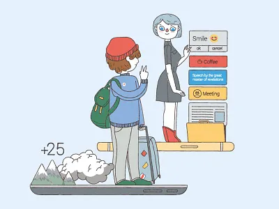 Mobile apps ai apps boy girl illustration travels