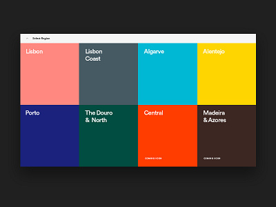 Regions of Portugal dropdown lisbon porto portugal regions website wireframe