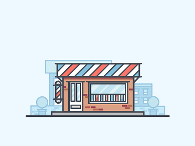 Barber shop barber barbershop clean color illustration line art minimal out line shop simple