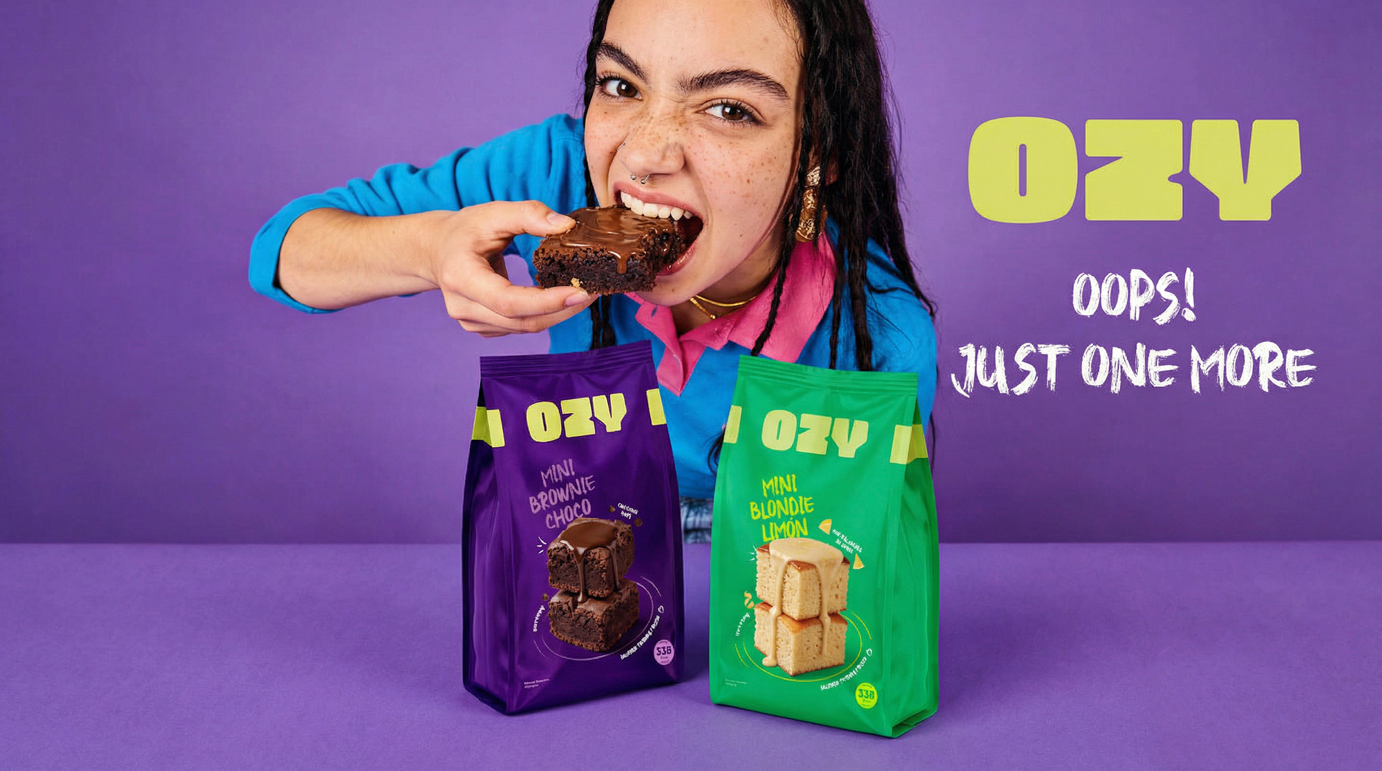 OZY Snacks — Gen-Z Food Branding & Packaging branding juice food branding fruits music packaging packaging juice redbull rockroll