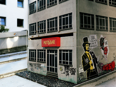 Metbar – Urban Beehive Project bee beehive edgyandcheesy graffiti metbar nightclub schickewara streetart urban