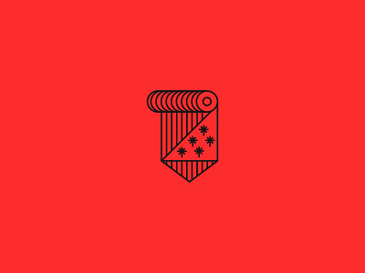 Crest badge banner black crest edwin carl capalla line art minimal red simple