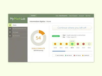 Proposed UI for MyMathLab design education edutech icons ui ux