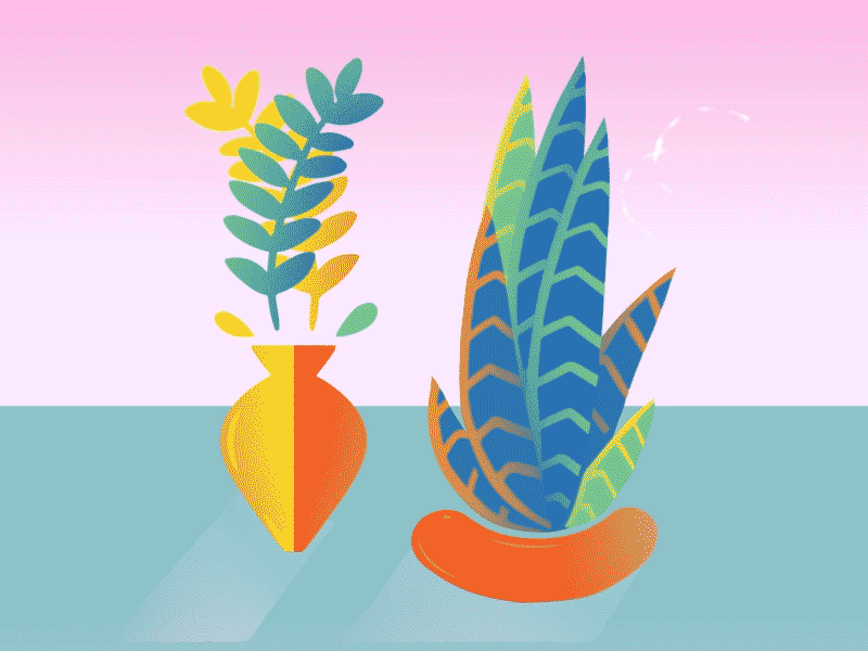 Plants in a breeze 80s airbrush breeze plant vase