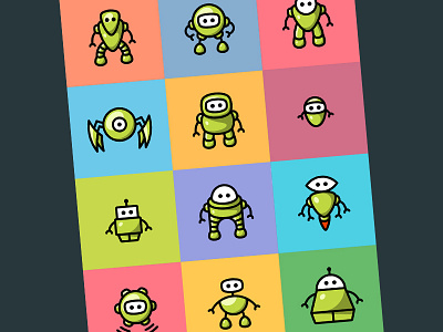 Robots android cartoon cyborg funny future logo robot science