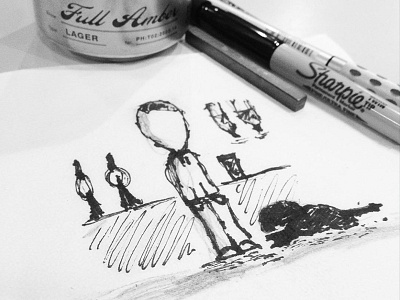 On the train home. Beer in hand. Napkin sketching. design drawing sharpie sketching ux