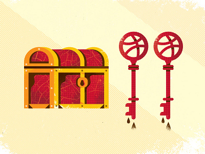 2x Dribbble Invites (ver.II) chest dribbble illustration invite vintage