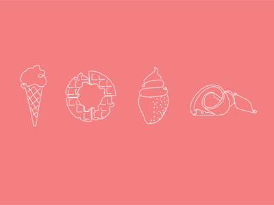 Bakery Icons bake chocolate ice cream illustration strawberry sweets waffles