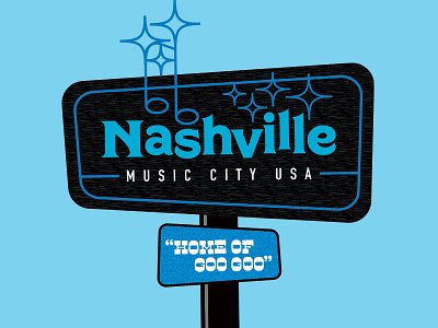 Music City Modern 1950s graphic illustration midcentury modern music nashville retro sign south stars type