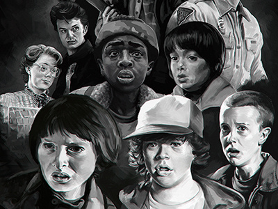 Stranger Things tribute 80 years cult illustration movie painting stranger things tribute tv series