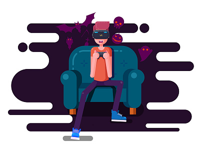Vr Gaming design flat illustration virual reality vr vr gaming