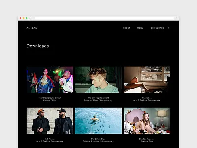 Artcast for tablet & mobile app artcast graphic grid interface layout mobile responsive ui ux web website