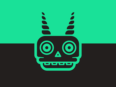 Skull 3 - 31 Days of Skulls 31daysofskulls demon green halloween horns illustration minimal skull