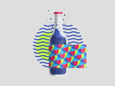 Packaging Illustration bottle color flat icon illustration line packaging umbrellas vector waves