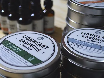 Lionheart Grooming Co. art direction branding grooming logo packaging print typography