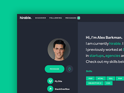 Hirable - Profile mobile profile web app