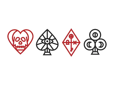 Let's play cards cards cult illustration lines playing skull symbols thick