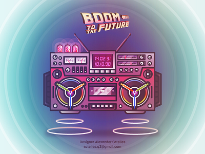 Boom to The Future 2d back to the future boombox illustration retro future