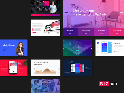 BIZhub - General Overview. blog business minimal mockup modern premium wordpress theme psd psd download theme unique design website wordpress