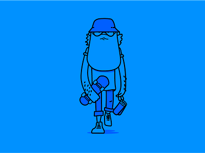 Skateboarding bucket beard blue bucket hat character design citycards hipster illustration line london male skateboard sunglasses