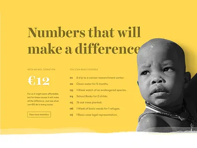Meaningful Numbers cause interface landing numbers page serif ui ux website yellow