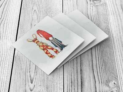 Tomte And Julbockcard christmas greetings card illustration jul julbock christmas card pen and ink pointilism reindeer scandi sweden tomte xmas