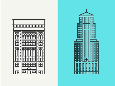 Chicago buildings athletic association board of trade chicago icon illustration