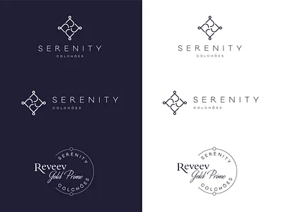 Serenity badge branding fancy flower line logo navy