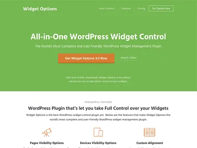 WordPress Widget Options Plugin Landing Page landing landing page page product web wordpress plugin