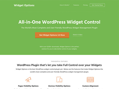 WordPress Widget Options Plugin Landing Page landing landing page page product web wordpress plugin