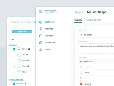 Builder UI alignment builder icon language sidebar steps styling web app webapp