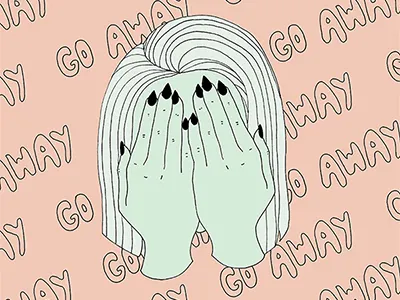 Go Away digital hands illustration ink pastel