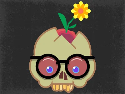 Brain Food! brain cartoon drawlloween16 glasses human nerd planter skull undead vector zombie