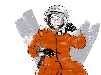 VALENTINA cccp design digital illustration ink soviet space