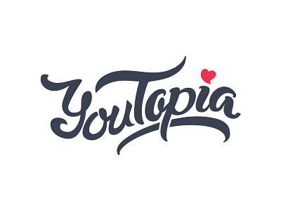 Lettering Youtopia brand handwriting heart icon lettering logo logotype love red